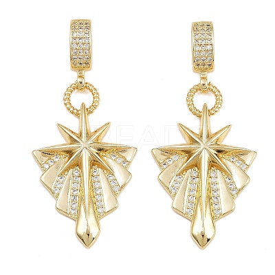 Brass Micro Pave Clear Cubic Zirconia Star Pendants KK-C132-29G-1