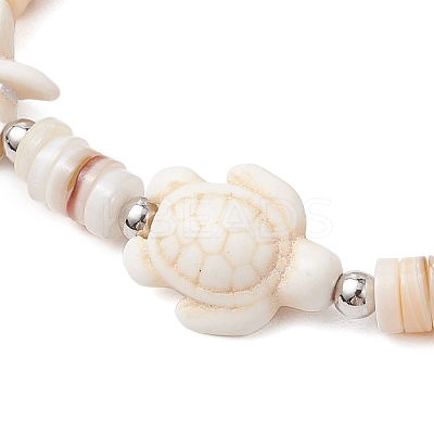 2Pcs Sea Turtles & Starfish Dyed Synthetic Turquoise Beads Stretch Bracelets BJEW-JB11881-1