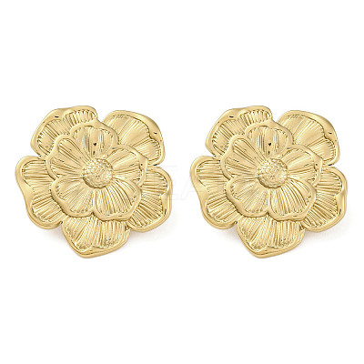 304 Stainless Steel Flower Theme Stud Earrings For Women EJEW-B110-04G-03-1