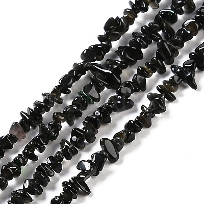 Natural Golden Sheen Obsidian Beads Strands G-G0003-B33-01-1