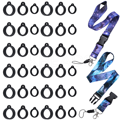 2Pcs 2 Style Polyester Ribbon Card Holder Lanyard DIY-GF0008-32-1