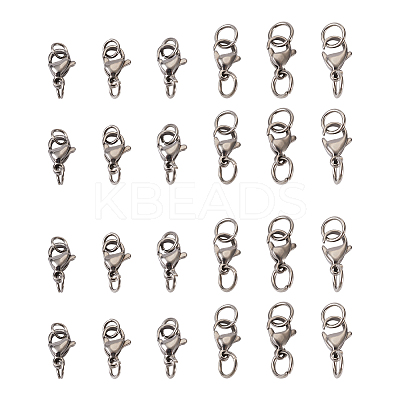 30Pcs 6 Styles 304 Stainless Steel Lobster Claw Clasps STAS-TA0001-83P-1