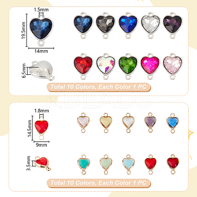 20Pcs 20 Styles Glass Connector Charms KK-GA0001-63-1