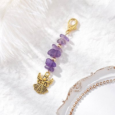 4Pcs Tibetan Style Alloy Angel Pendant Decorations HJEW-JM03838-1