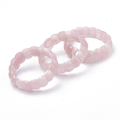 Natural Rose Quartz Beaded Stretch Bracelets BJEW-S137-21-1