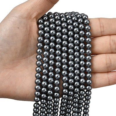 Eco-Friendly Dyed Glass Pearl Round Beads Strands HY-A002-6mm-RB077-1