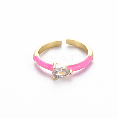 Brass Enamel Cuff Rings RJEW-T016-27E-NF-1