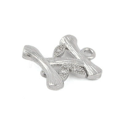 Brass Crystal Rhinestone Letter Links Connector Charms KK-S395-06P-I-1