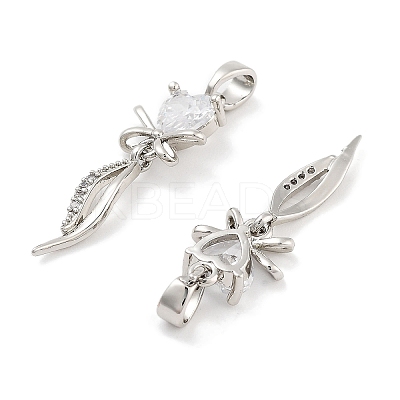 Brass with Clear Cubic Zirconia Pendants KK-P271-26P-1