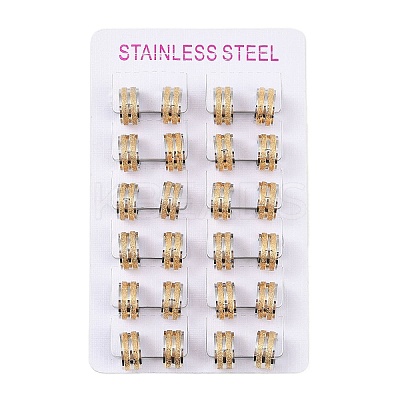 Gold Flash Sand 304 Stainless Steel Hoop Earrings  EJEW-M001-06E-P-1