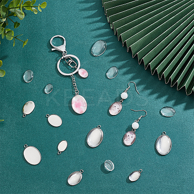 DIY Blank Oval Pendant Making Kits DIY-PH0021-47-1
