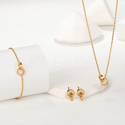 Stainless Steel Double Interlocking Ring Jewelry Set JG9167-2-1