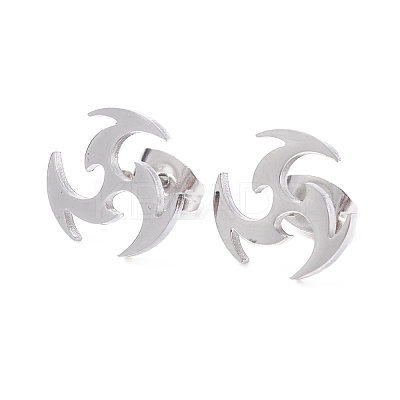 Non-Tarnish Windmill 304 Stainless Steel Stud Earrings for Women EJEW-Z017-06P-1