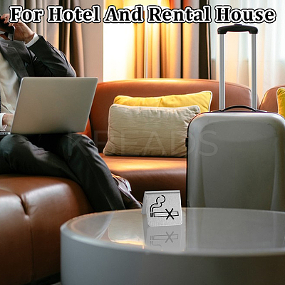 201 Stainless Steel Hotel Resturant Table No-Smoking Tent Sign AJEW-WH0258-965-1