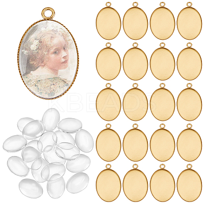 DIY Blank Oval Pendant Making Kits DIY-PH0021-46-1