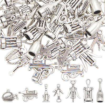 70Pcs 7 Styles Tibetan Style Alloy Pendants FIND-SC0009-70-1