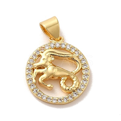 Zodiac Theme Brass Micro Pave Cubic Zirconia Pendants KK-M273-05C-G-1