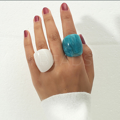 2Pcs Retro Acrylic Ring Sets KY9181-1