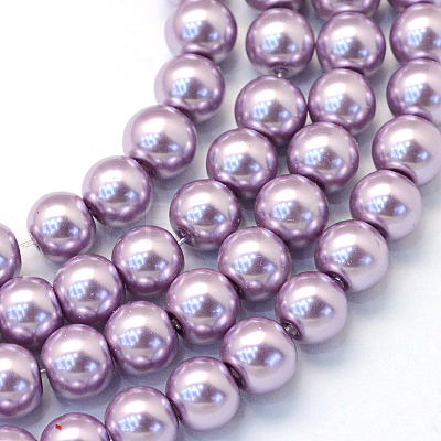 Baking Paint Pearlized Glass Pearl Round Bead Strands HY-Q330-8mm-44-1