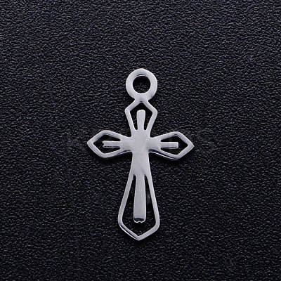 Tarnish Resistant 201 Stainless Steel Tiny Cross Charms STAS-Q201-JN308-1-1