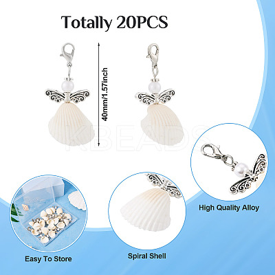 Angel Shell & Acrylic Pendant Decorations HJEW-TA00198-1