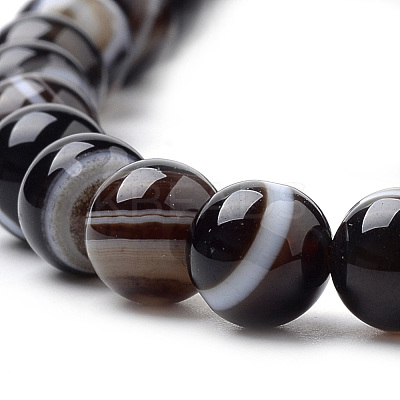 Natural Striped Agate/Banded Agate Beads Strands G-S259-04A-6mm-1
