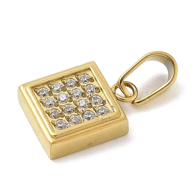 Ion Plating(IP) 304 Stainless Steel Micro Pave Cubic Zirconia Pendants STAS-Z107-02G-06-1