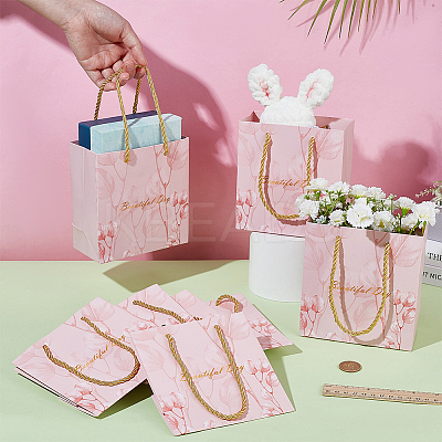 Paper Jewelry Pouches Handle Bags ABAG-WH0039-37B-1