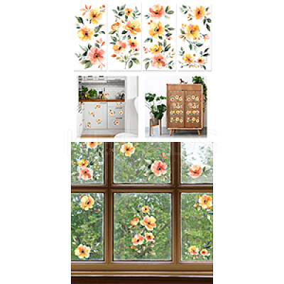 4Pcs 4 Styles Flower and Angel PVC Waterproof Decorative Stickers DIY-WH0657-049-1