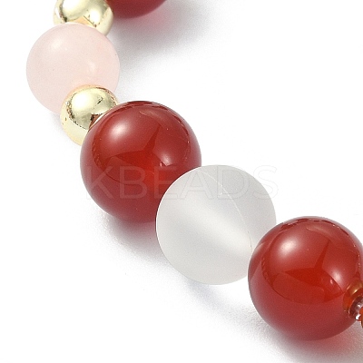 Natural & Synthetic Mixed Gemstone Round Beaded Stretch Bracelet BJEW-JB09588-1