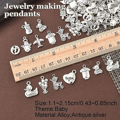 60Pcs 10 Styles Tibetan Style Alloy Pendants FIND-YW0006-48-1