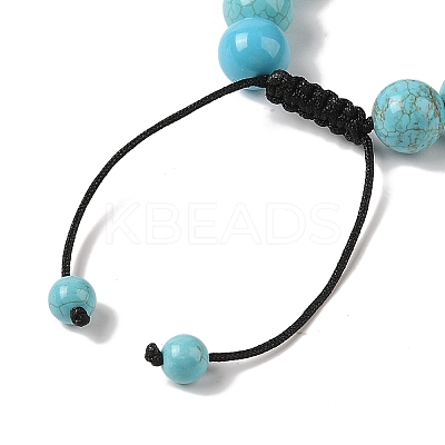 10mm Round Natural Crackle Turquoise Braided Bead Bracelets BJEW-C067-01C-10-1