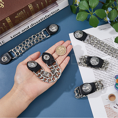 5Pcs Alloy & Imitation Leather Waistcoat Extension Chain FIND-FH0008-85B-1