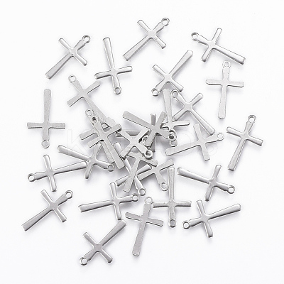 Tarnish Resistant 201 Stainless Steel Tiny Cross Charms STAS-L197-36P-1