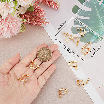 12Pcs Brass with Crystal Rhinestone Clip-on Earring Findings KK-BBC0010-60-1