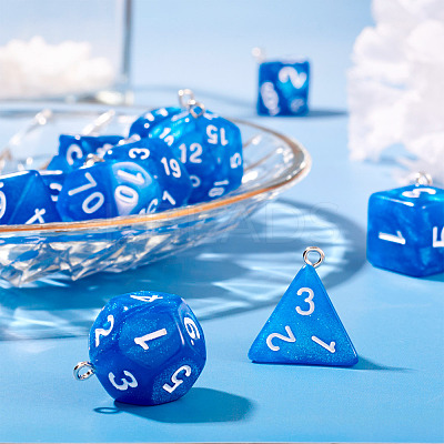 2 Sets Resin Polyhedral Dice Pendants Set RESI-TA0003-18C-1