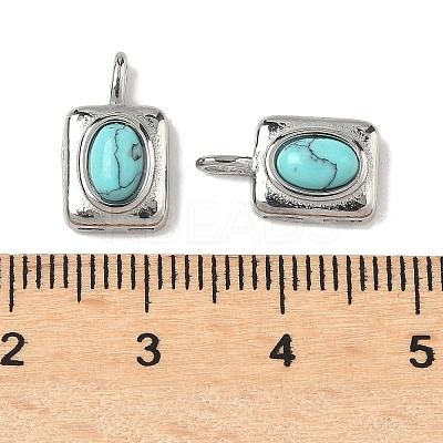 Dyed Synthetic Turquoise Rectangle with Oval Charms STAS-L022-516P-01-1