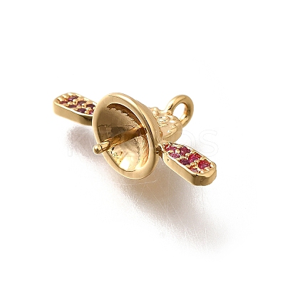 Brass Micro Pave Cubic Zirconia Cup Peg Bails KK-K378-51G-1