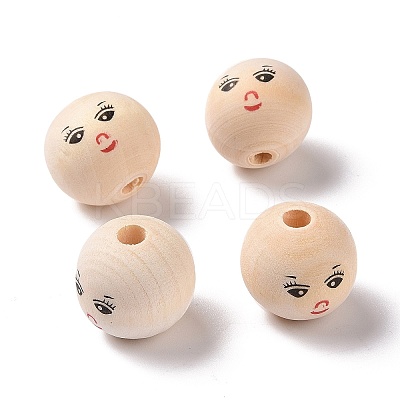 Printed Wood European Beads WOOD-C001-03A-03-1