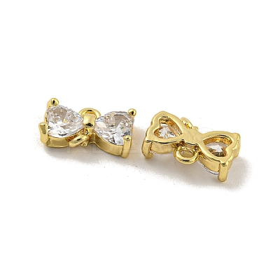 Brass Clear Cubic Zirconia Connector Charms KK-G490-10G-1