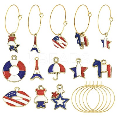 Independence Day DIY Wine Glass Charms Making Kits DIY-FS0009-55-1