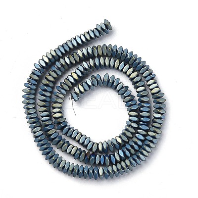 Frosted Square Electroplate Non-magnetic Synthetic Hematite Beads Strands X-G-E403-73C-1