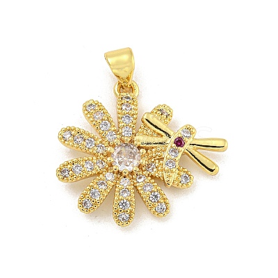 Rack Plating Brass Micro Pave Cubic Zirconia Pendants KK-G513-35G-1