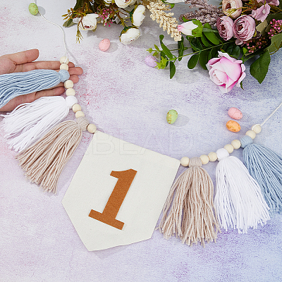Bohemian Cotton Braided Tassel Banners AJEW-WH0752-049A-1