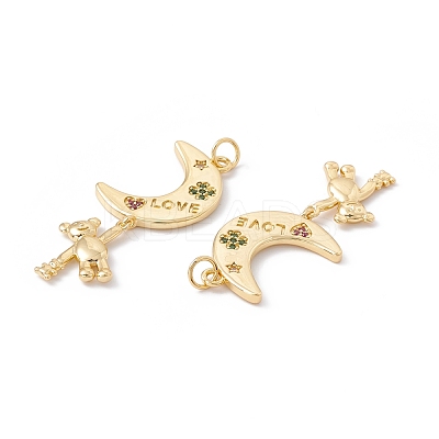 Rack Plating Brass Micro Pave Colorful Cubic Zirconia Pendants ZIRC-C040-20G-1