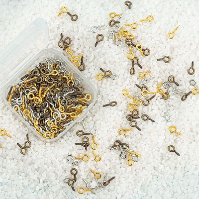 300Pcs 3 Colors Iron Screw Eye Pin Peg Bails IFIN-FS0001-08-1