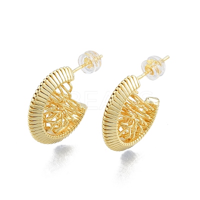 Brass Chunky C-shape Stud Earrings EJEW-P205-09G-1