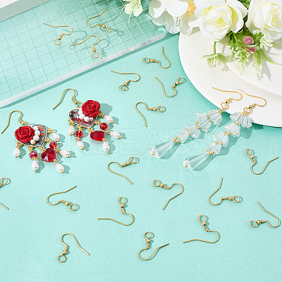 100Pcs 304 Stainless Steel Earring Hooks STAS-SC0010-42G-1
