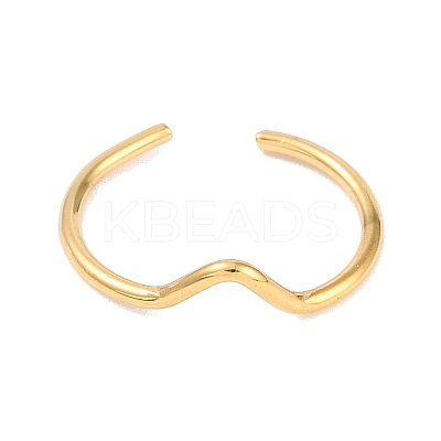 Ion Plating(IP) 304 Stainless Steel Open Cuff Ring for Women RJEW-C097-03G-1