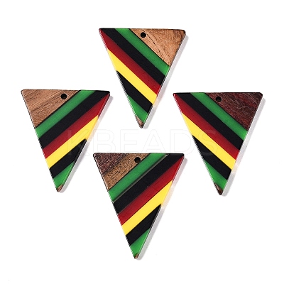 Jamaican Colour Epoxy Resin & Walnut Wood Pendants X-RESI-N039-122T-1